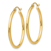 14k 2x30mm Polished Lightweight Tube Hoop Earrings